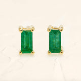 Yellow gold Shanti emerald baguette earrings