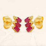 Boucles d'oreilles baguette Jivane rubis en vermeil