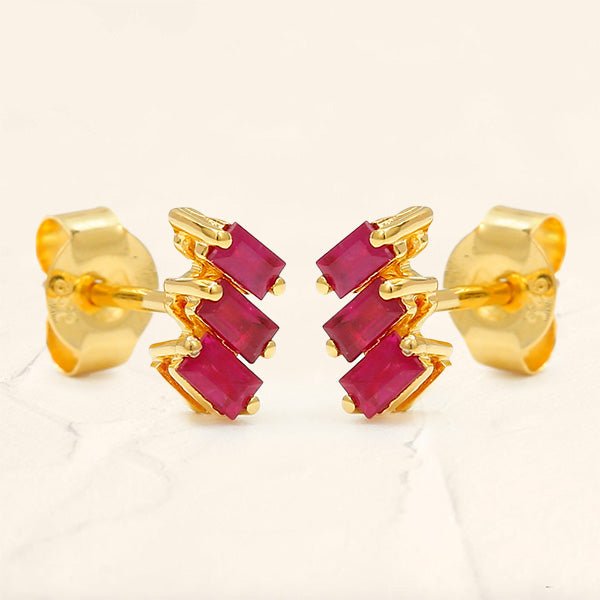 Boucles d'oreilles baguette Jivane rubis en vermeil