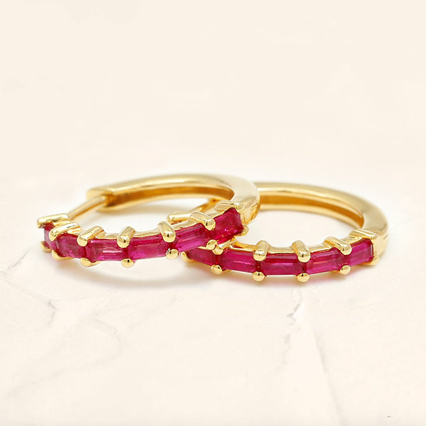 Yatra hoops s in ruby and vermeil baguette