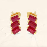 Boucles d'oreilles baguette Jivane rubis en or jaune