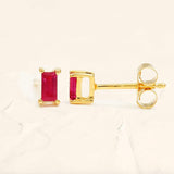 Boucles d'oreilles Shanti rubis baguette en or