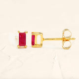 Shanti ruby gold baguette earrings