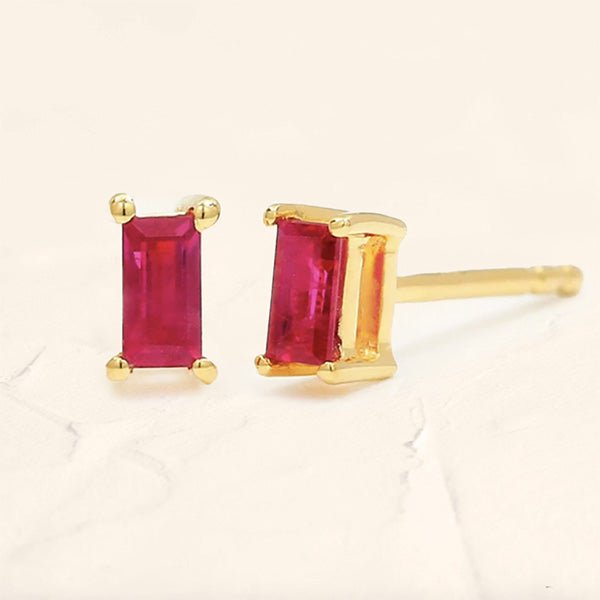 Shanti ruby baguette earrings