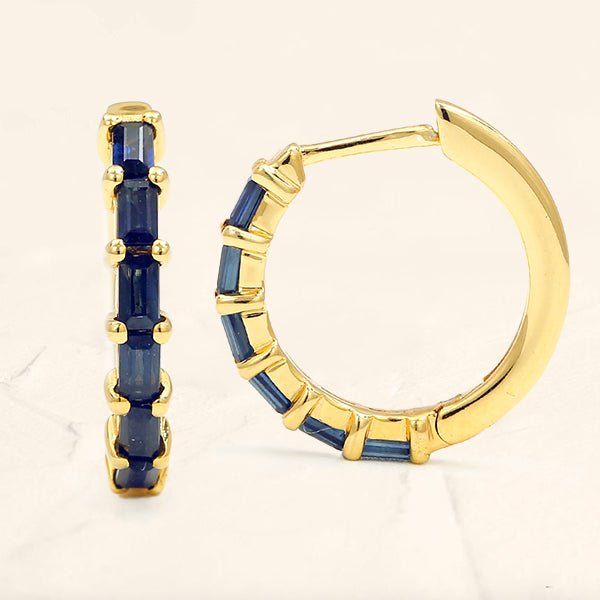 Yellow Gold Sapphire Yatra Hoops