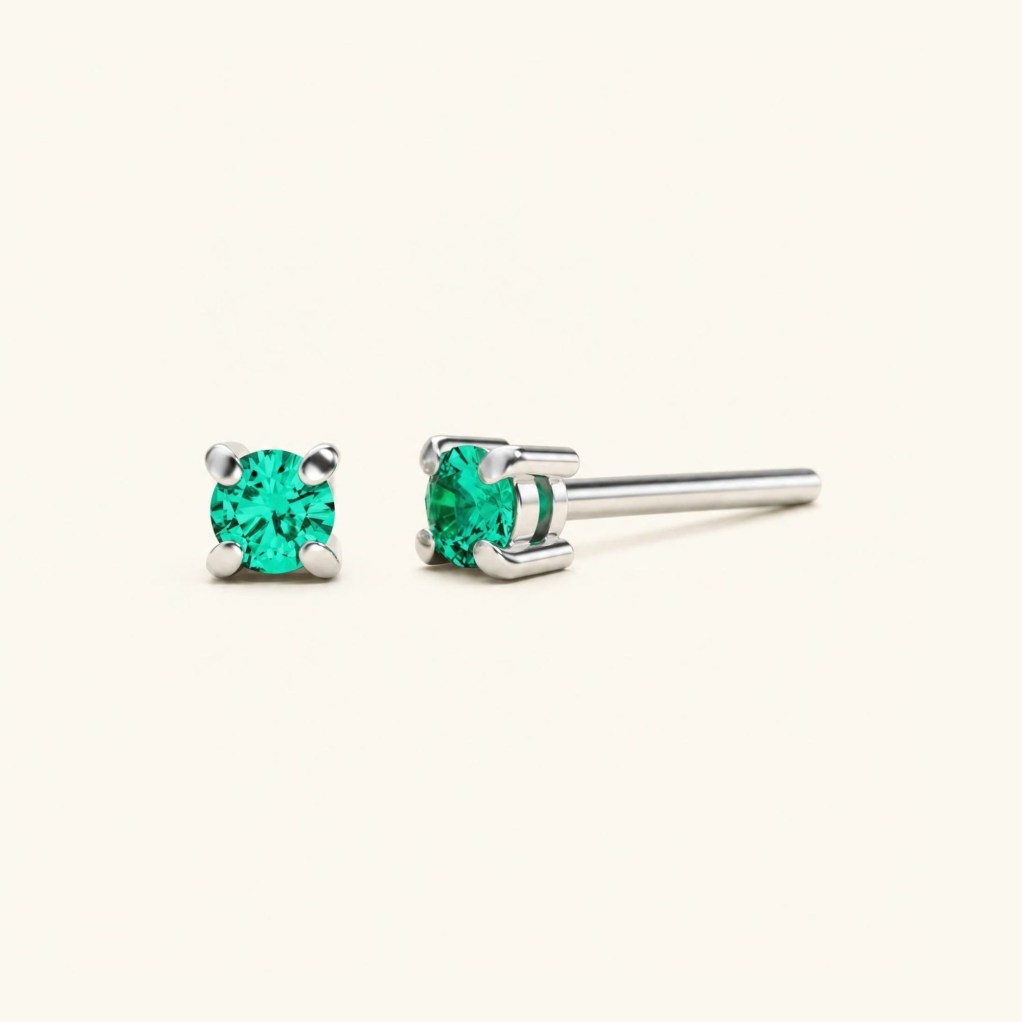 Boucles d'oreilles Saral Emeraude - or blanc