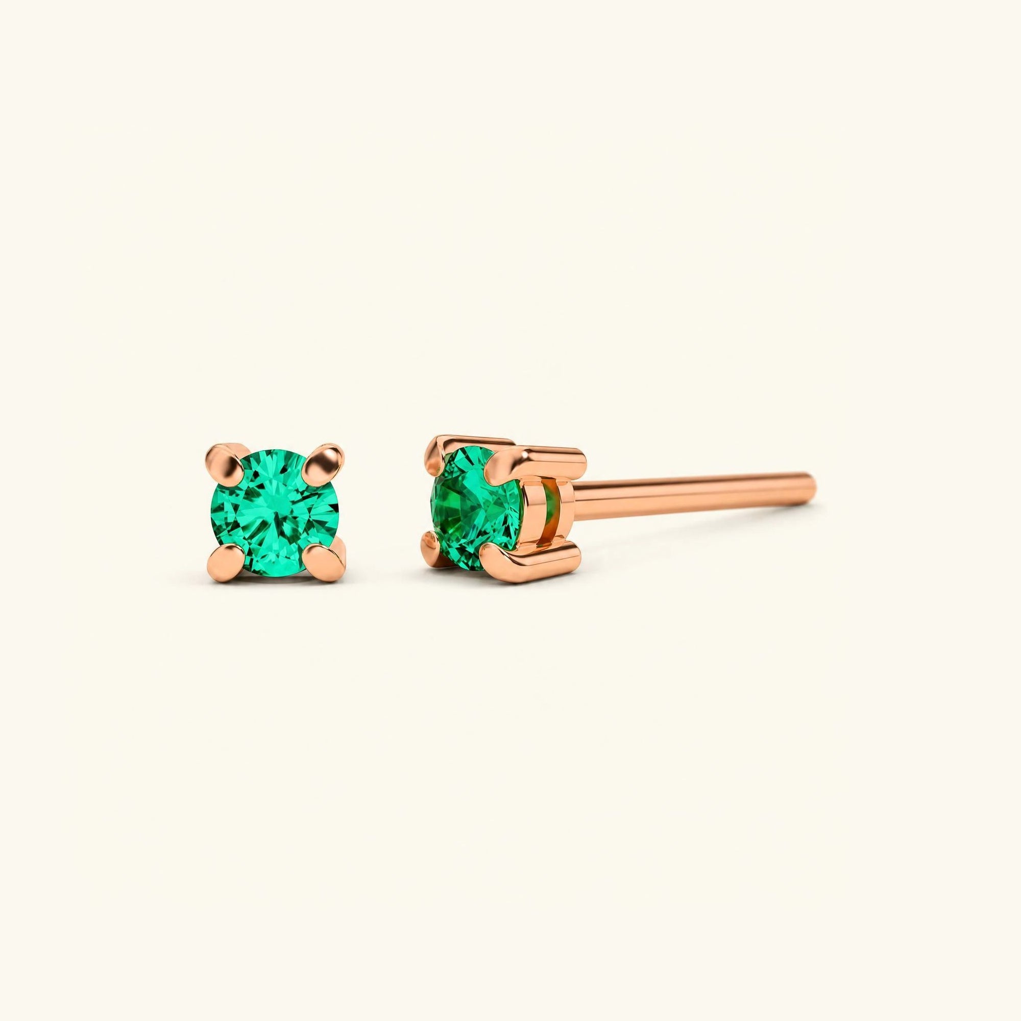 Boucles d'oreilles Saral Emeraude - or rose