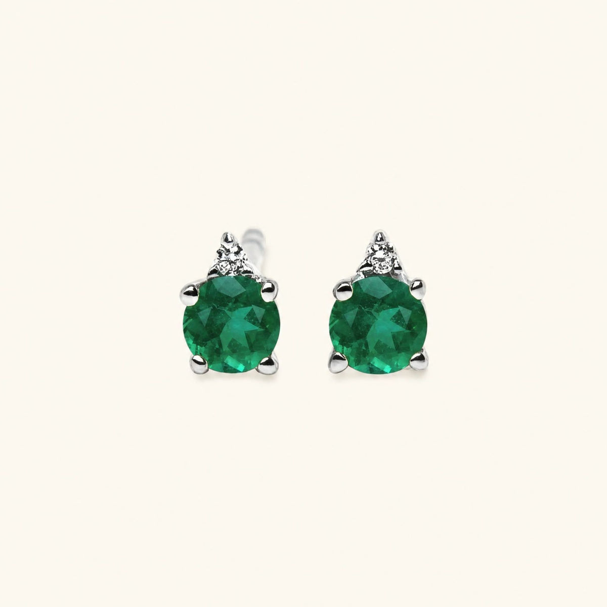 Boucles d'Oreilles Devi Emeraude - or blanc