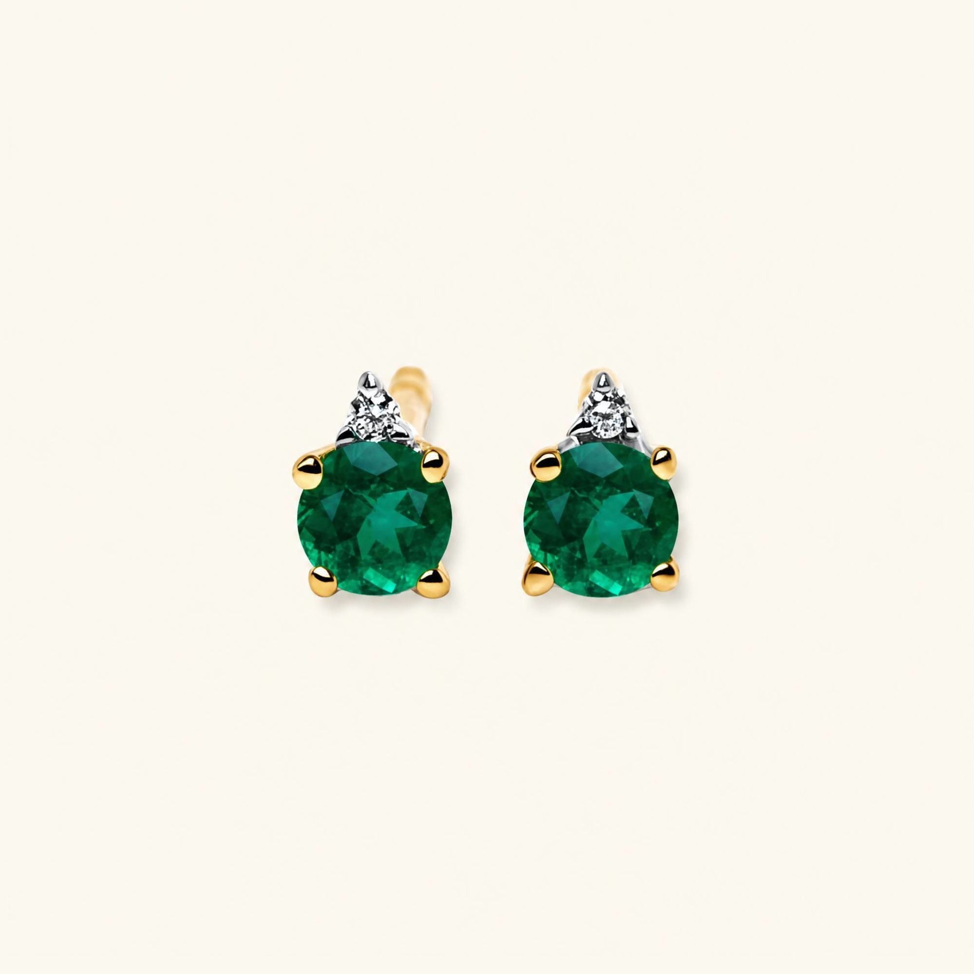 Boucles d'Oreilles Devi Emeraude - or jaune
