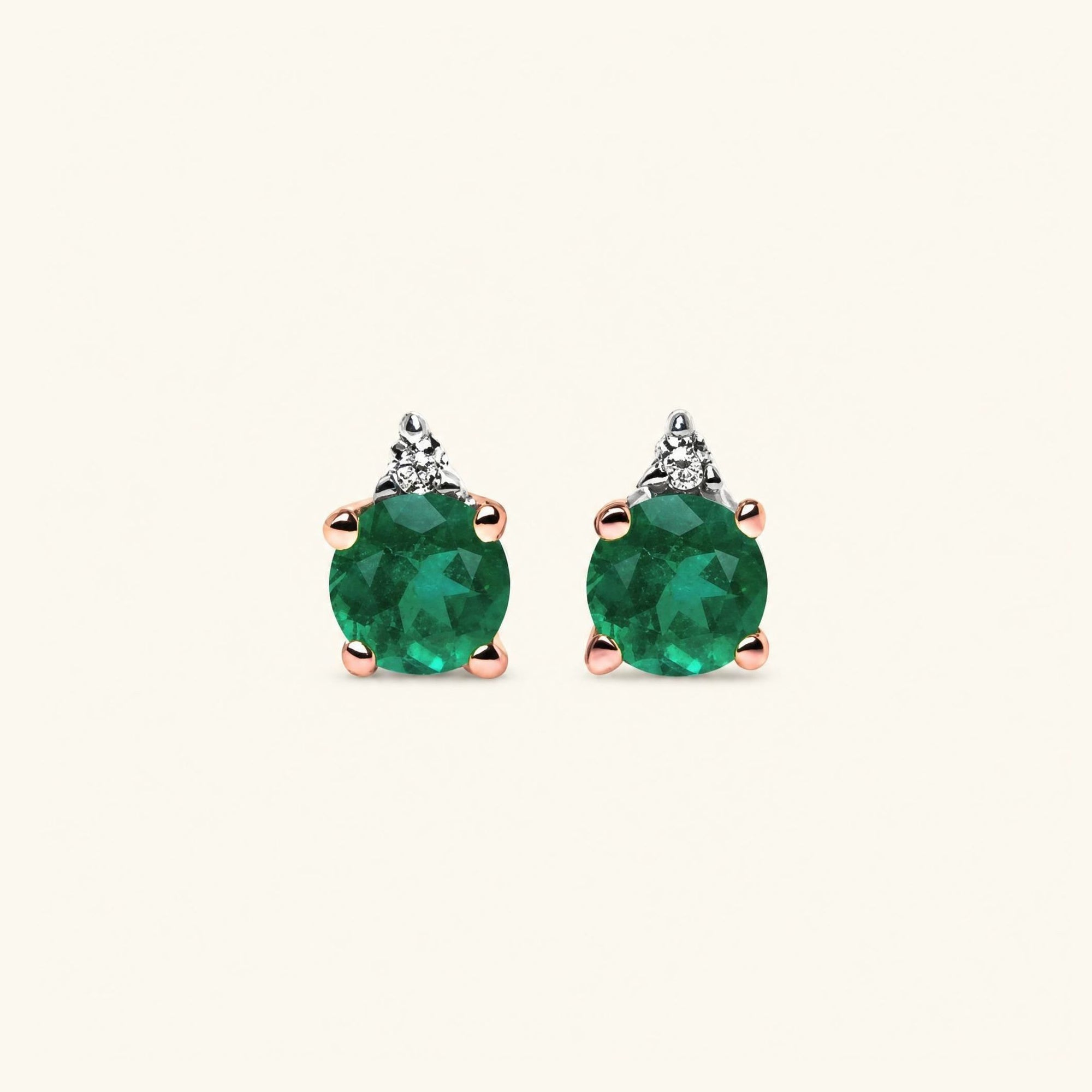 Boucles d'Oreilles Devi Emeraude - or rose
