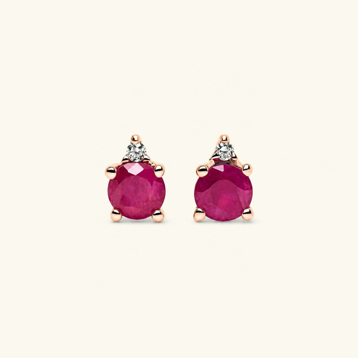 Boucles d'oreilles Devi Rubis - or rose