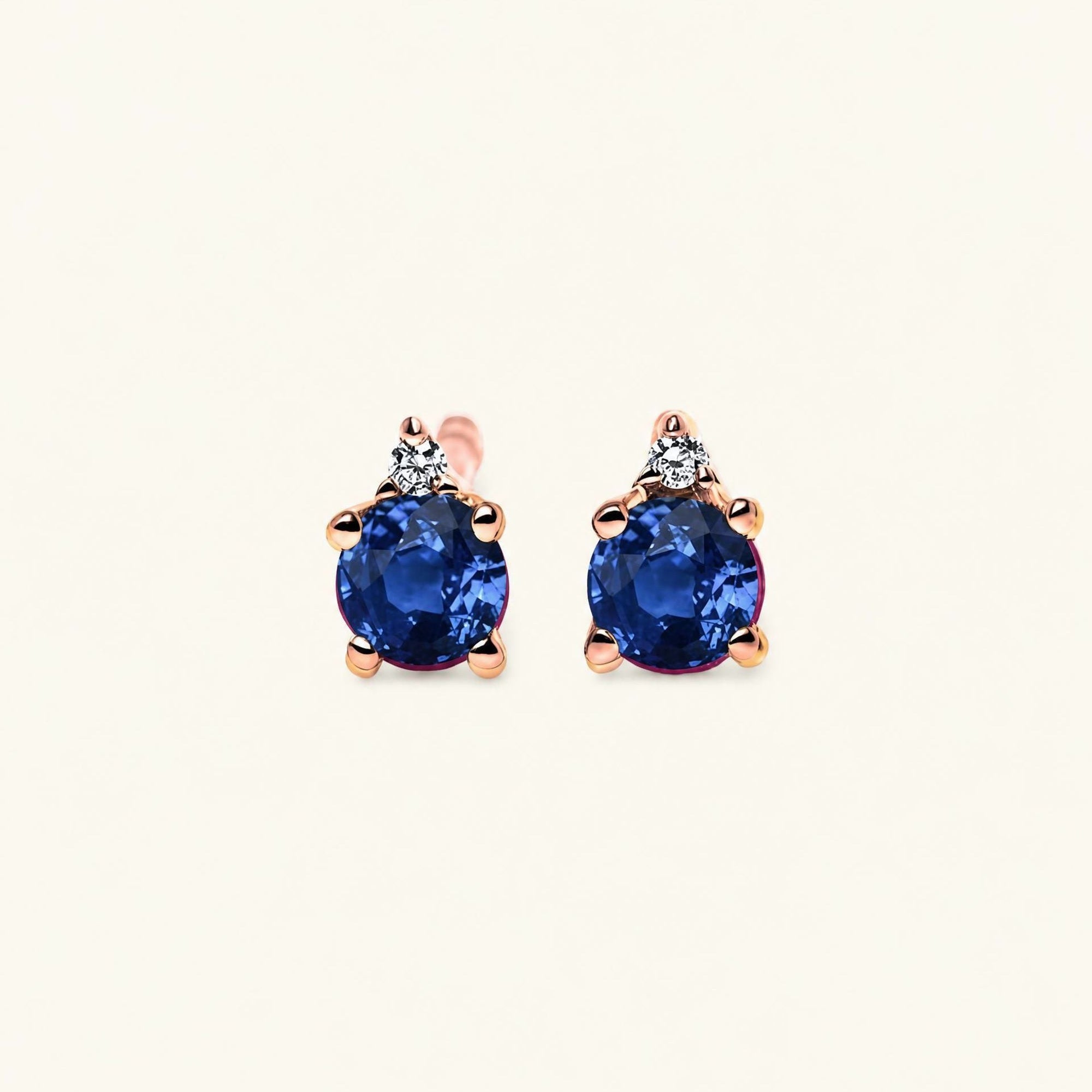 Boucles d'oreilles Devi Saphir - or rose