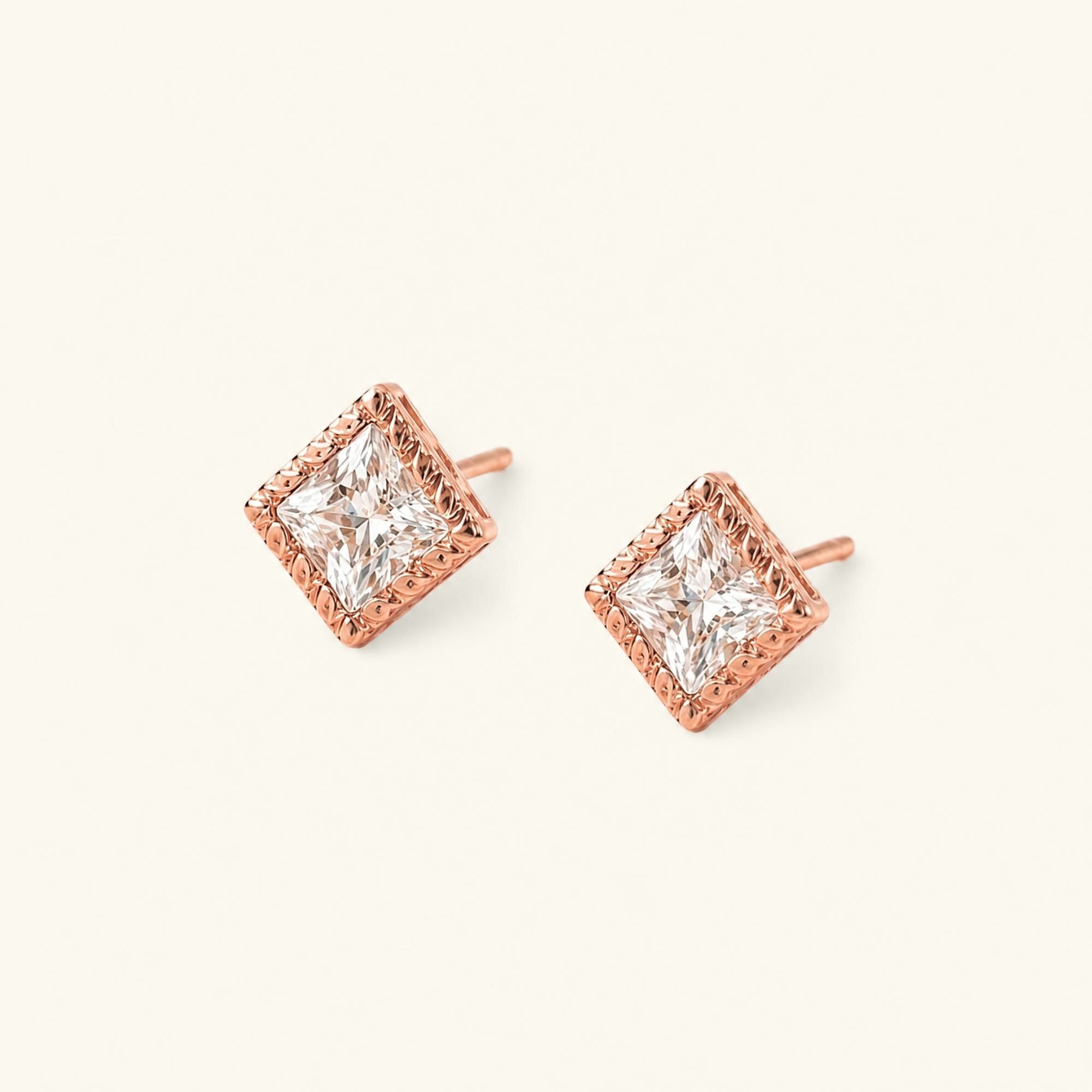 Boucles d'Oreilles Indrani Diamant - or rose
