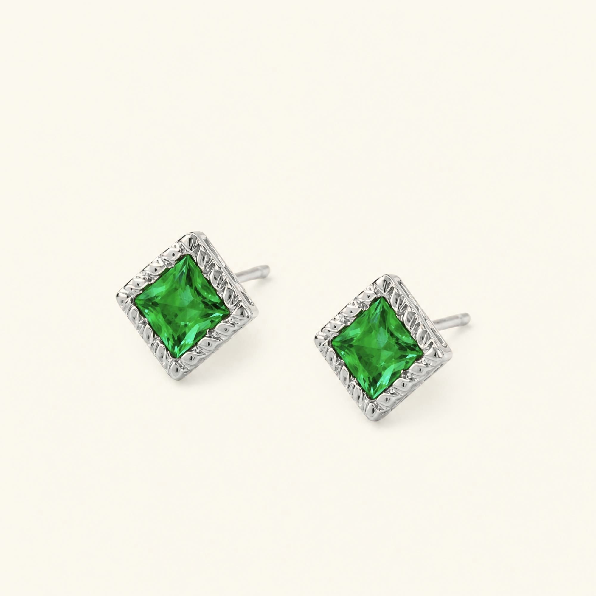 Boucles d'Oreilles Indrani Emeraude - or blanc