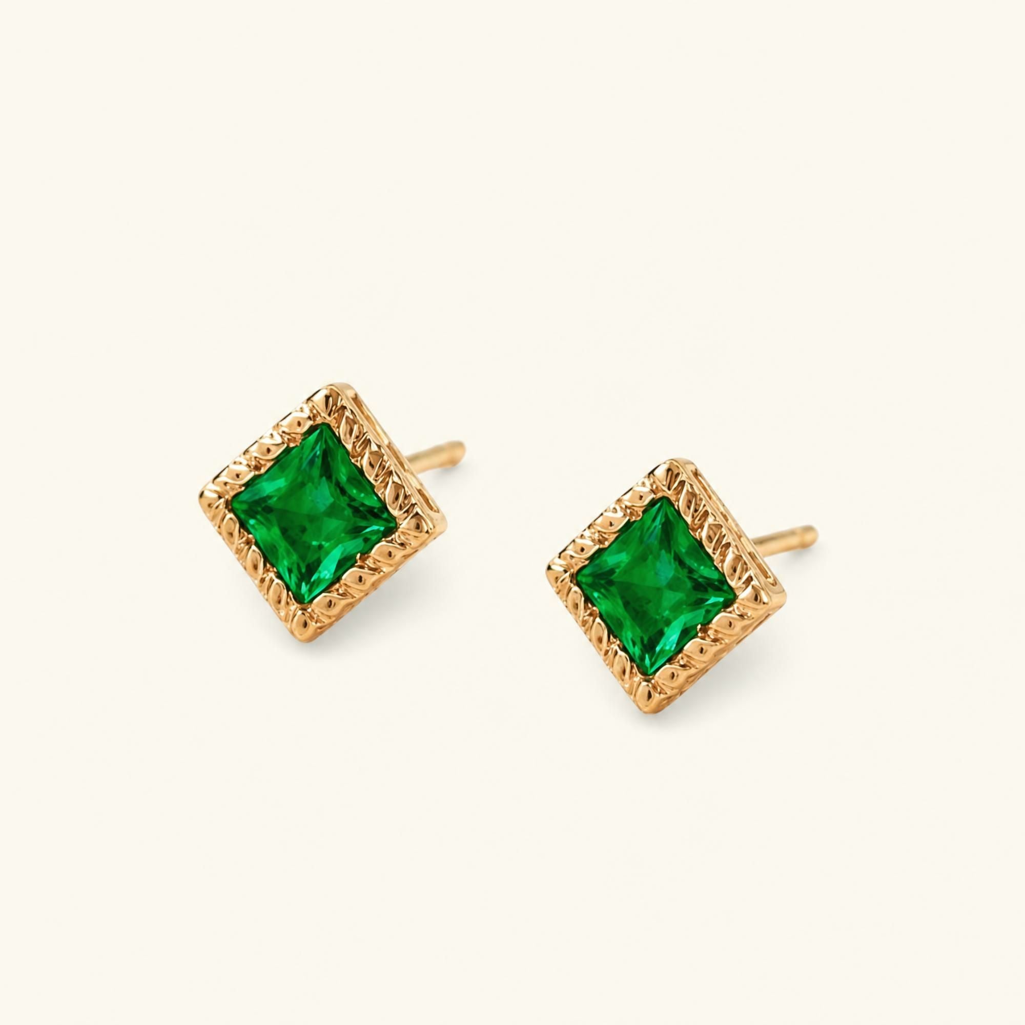 Boucles d'Oreilles Indrani Emeraude - or jaune