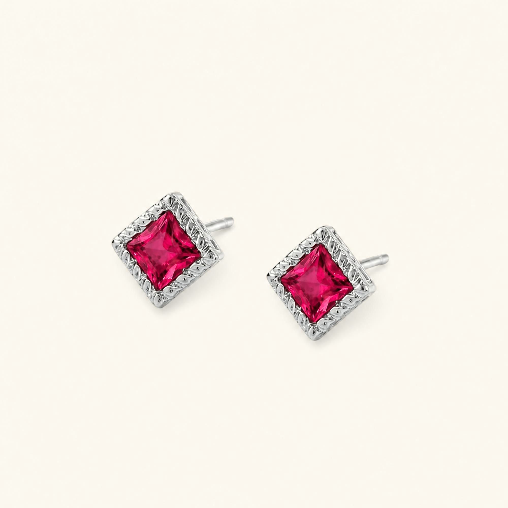 Boucles d'Oreilles Indrani Rubis - or blanc
