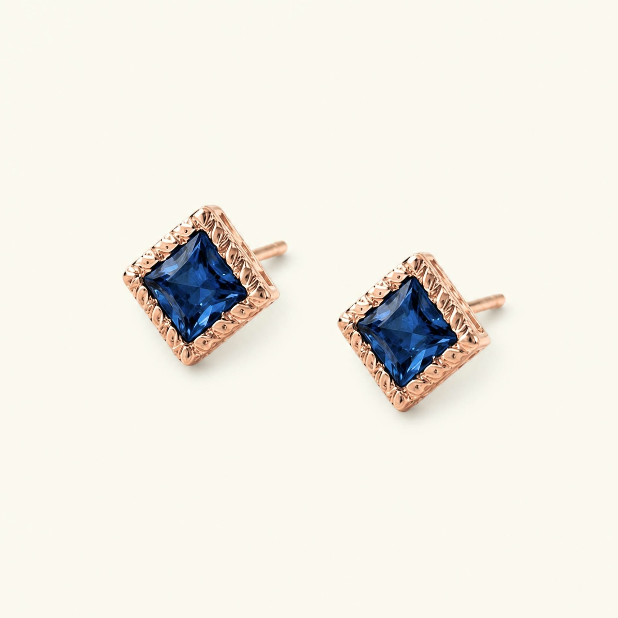 Boucles d'Oreilles Indrani Saphir - or rose