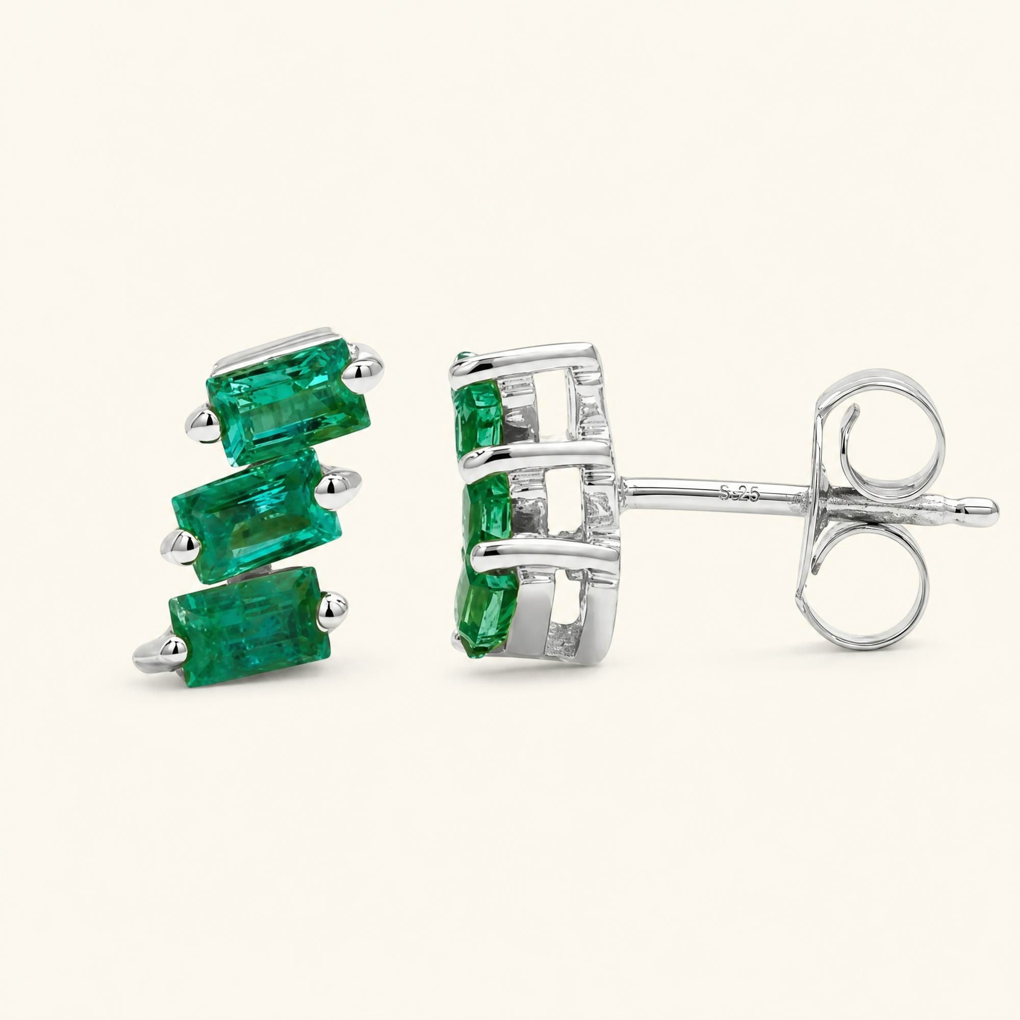 Boucles d'Oreilles Jivane Emeraude - or blanc