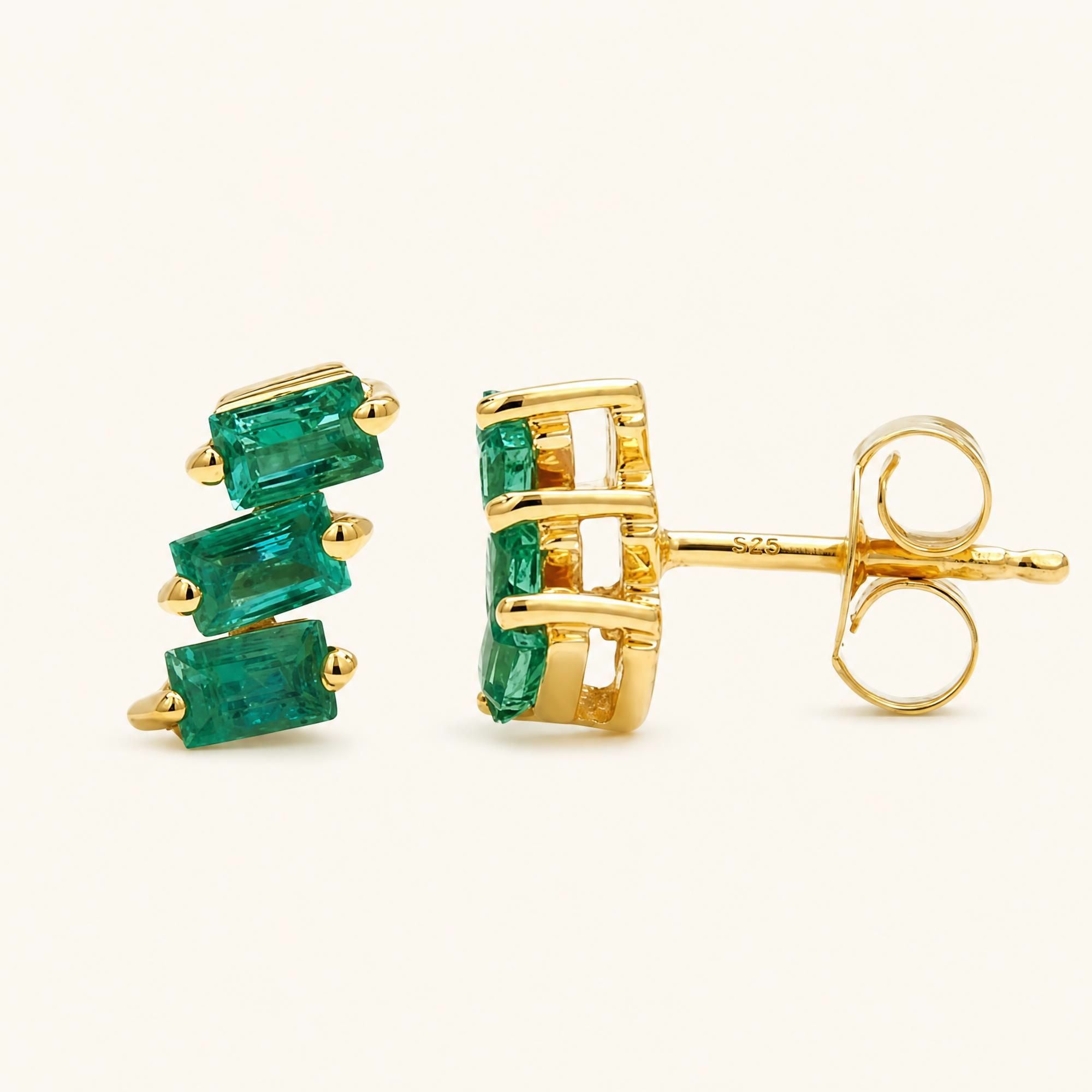 Boucles d'Oreilles Jivane Emeraude - or jaune