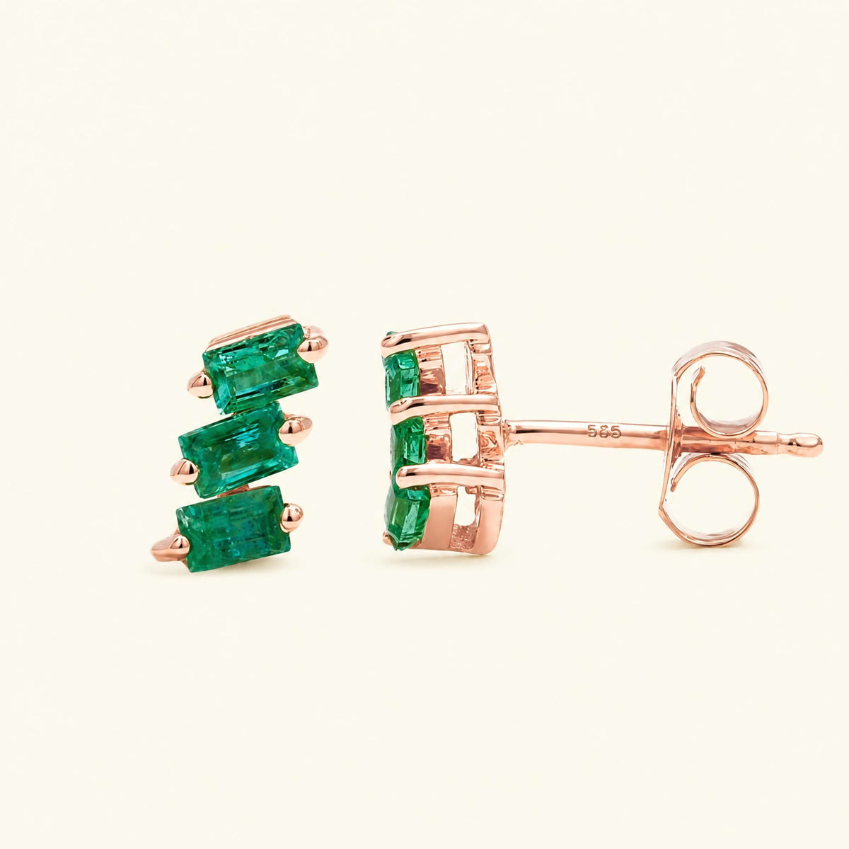 Boucles d'Oreilles Jivane Emeraude - or rose