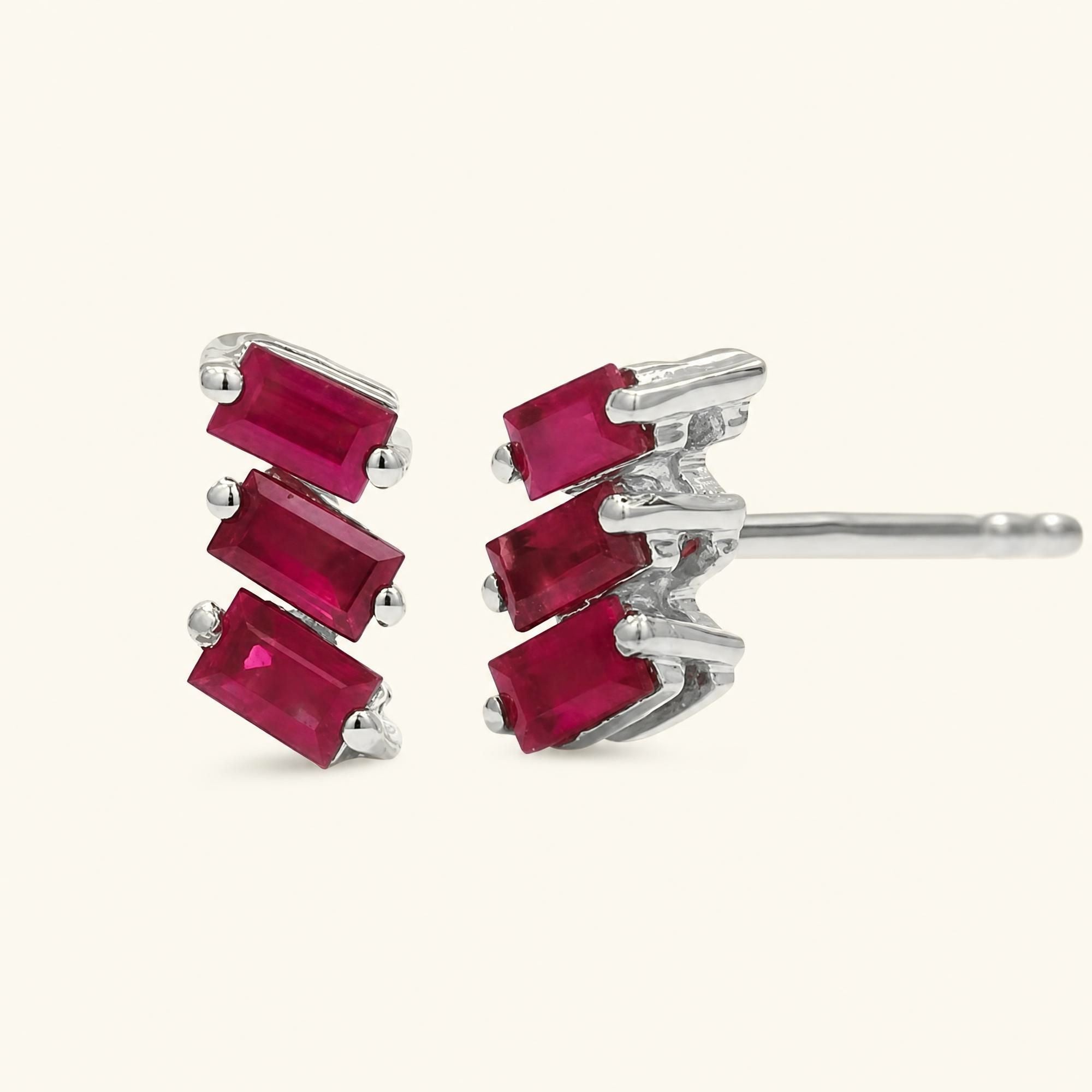 Boucles d'Oreilles Jivane Rubis - or blanc