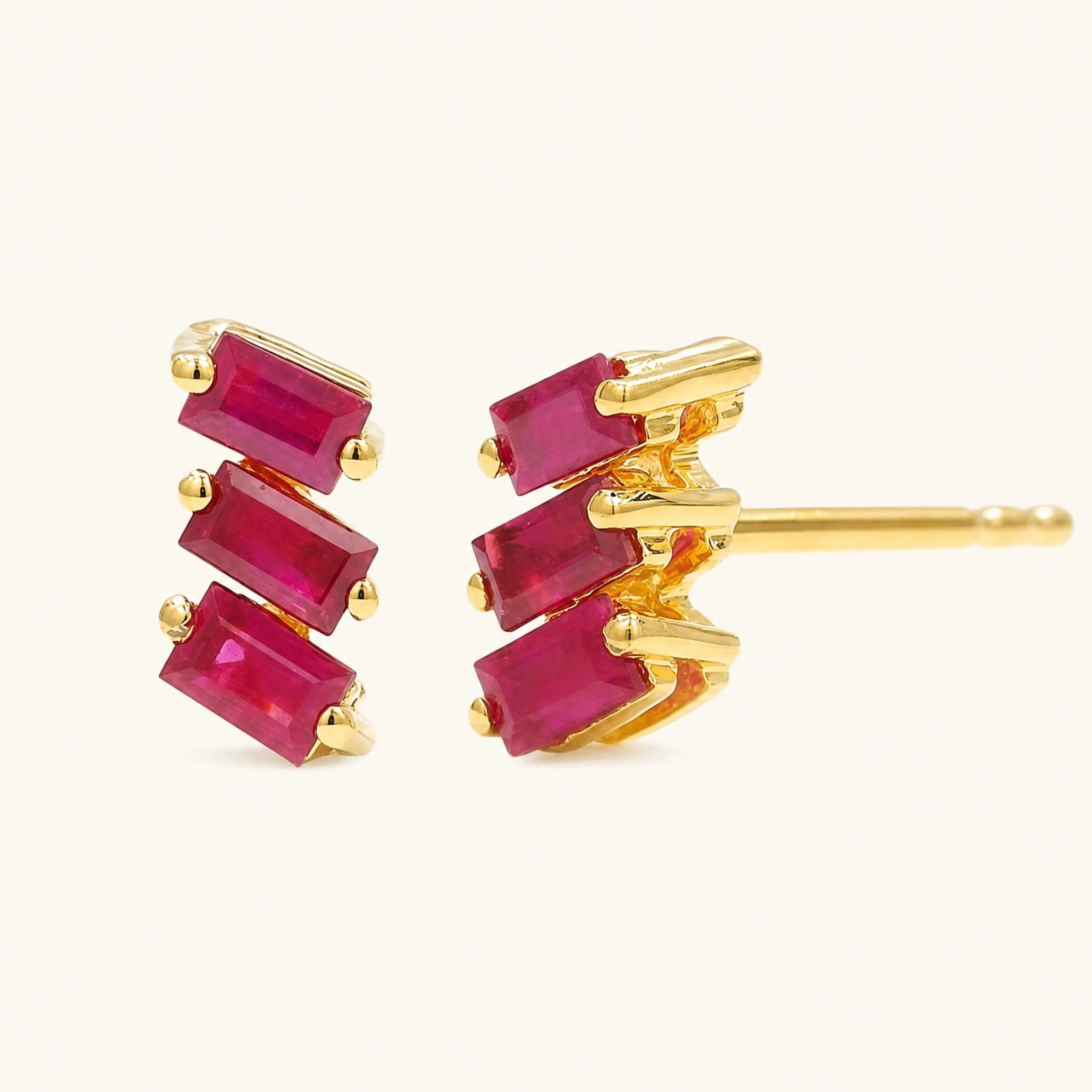 Boucles d'Oreilles Jivane Rubis - or jaune