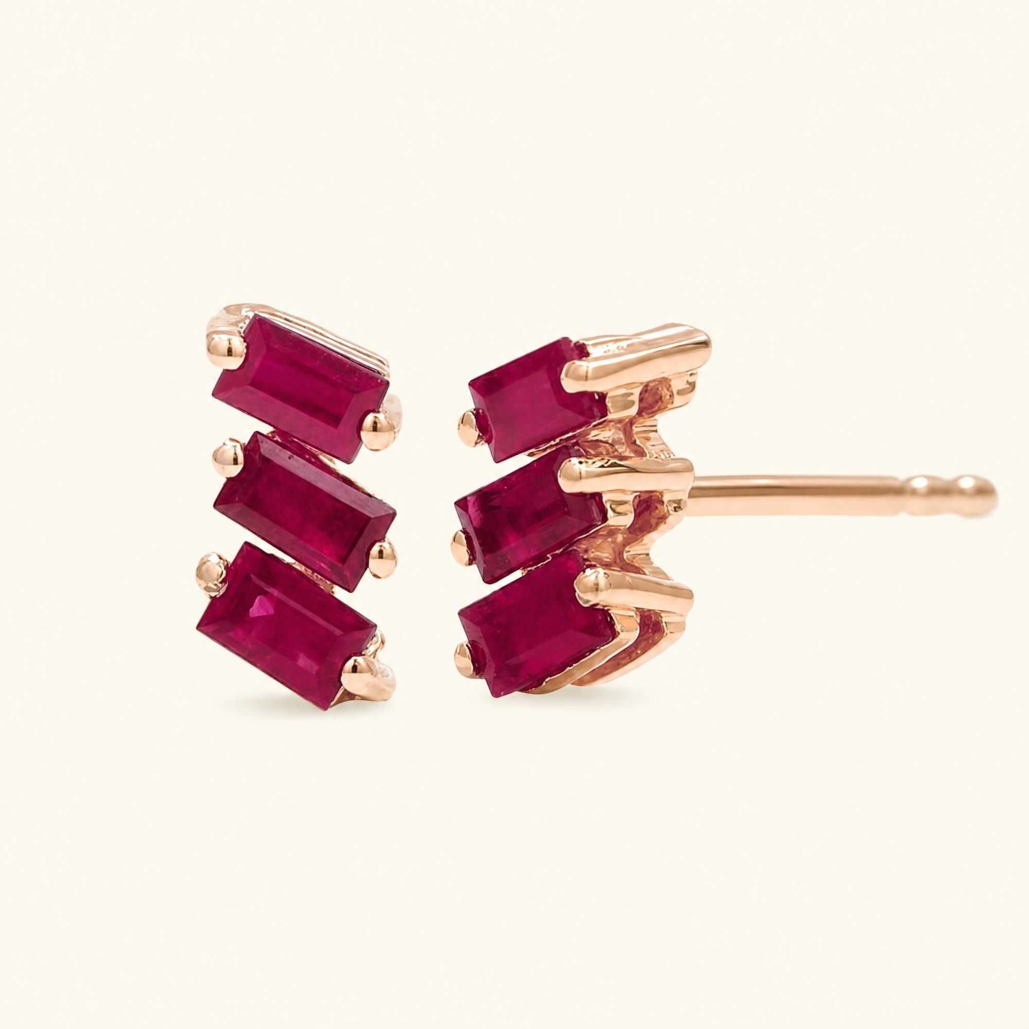 Boucles d'Oreilles Jivane Rubis - or rose