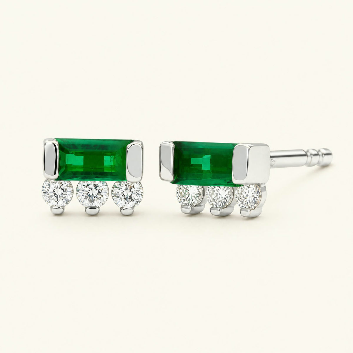 Boucles d'Oreilles Prana Emeraude - or blanc