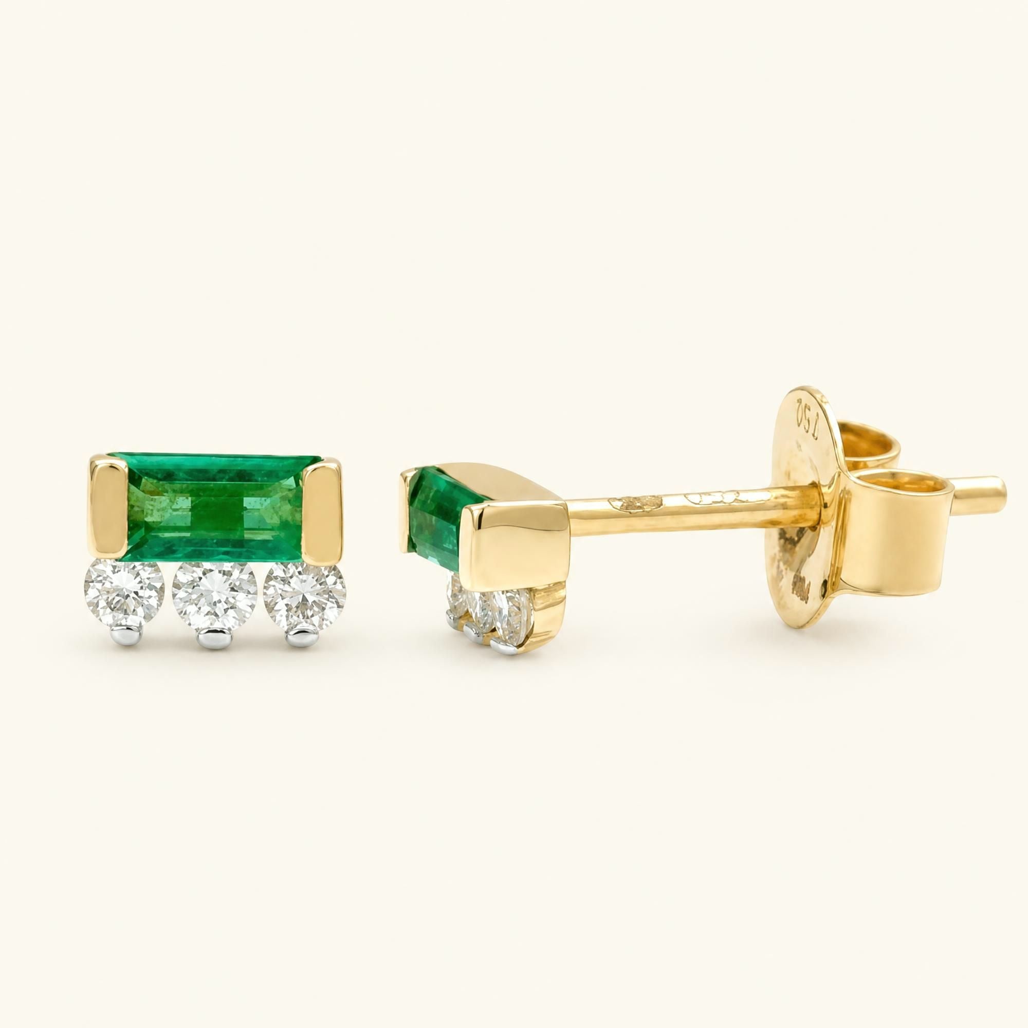 Boucles d'Oreilles Prana Emeraude - or jaune