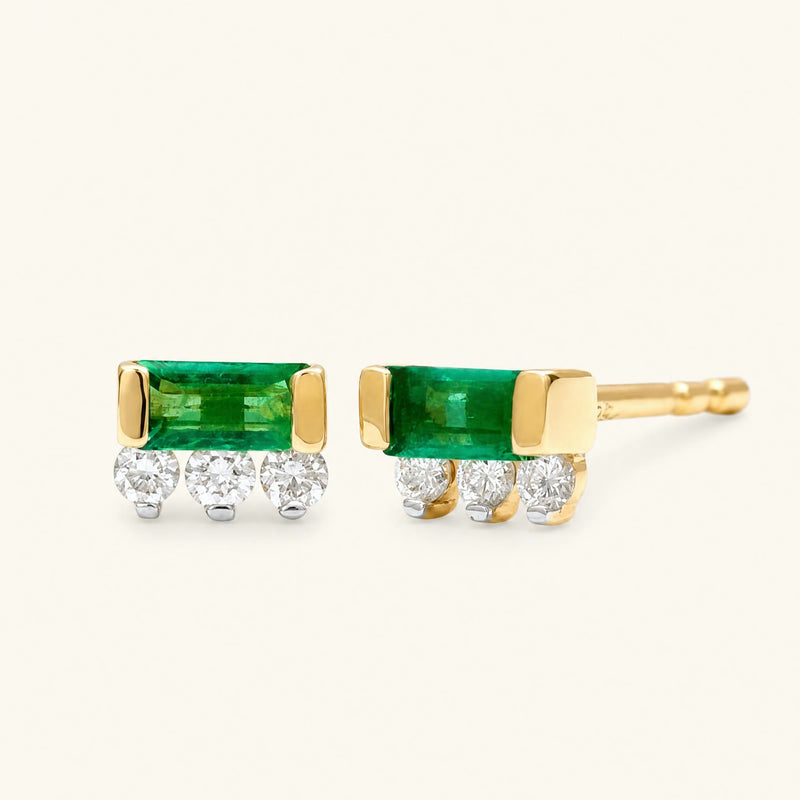 Boucles d'Oreilles Prana Emeraude - or jaune