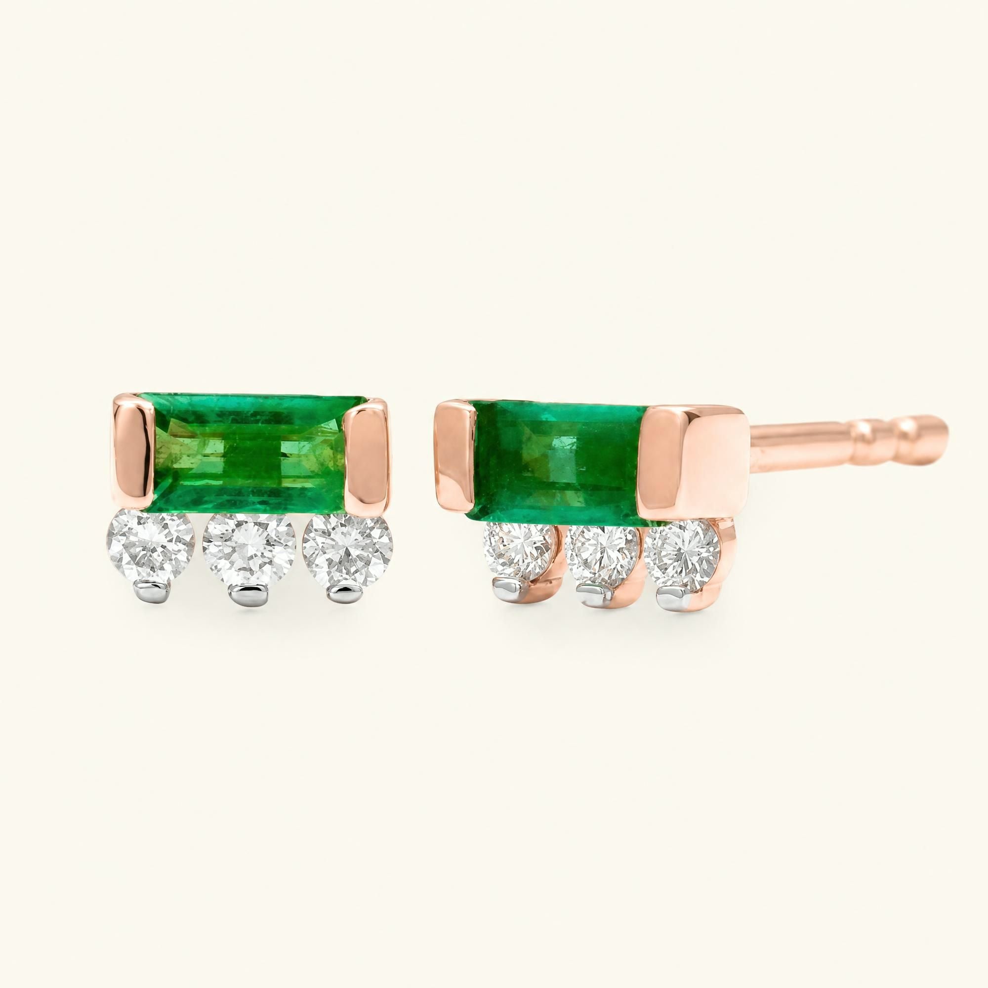Boucles d'Oreilles Prana Emeraude - or rose
