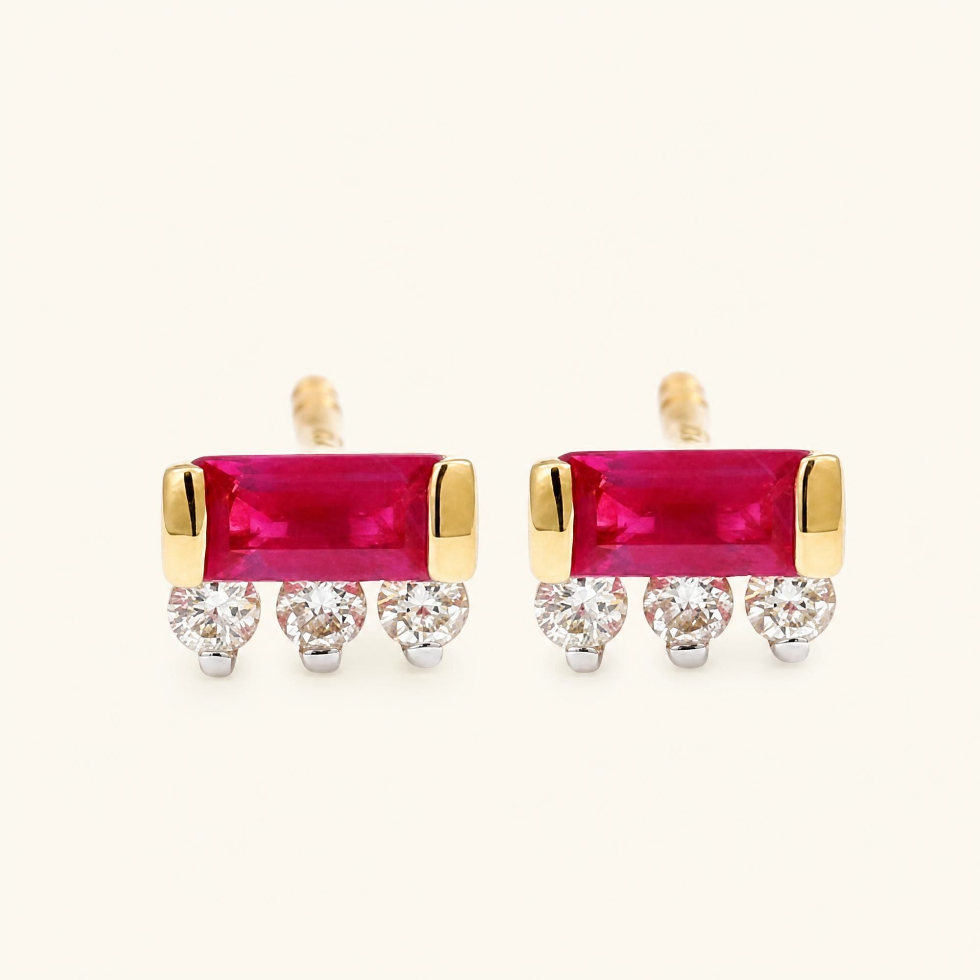 Boucles d'Oreilles Prana Rubis - or jaune