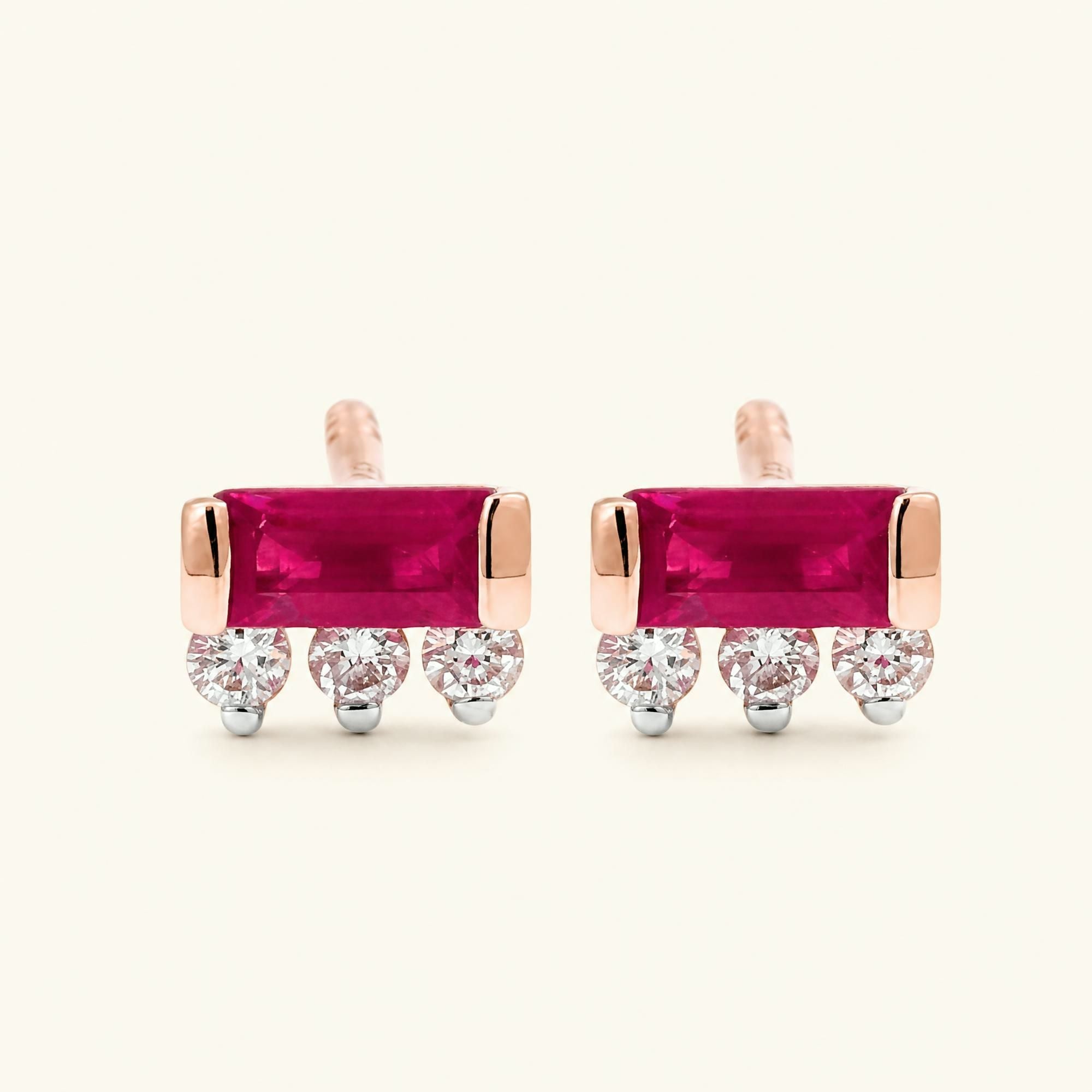 Boucles d'Oreilles Prana Rubis - or rose