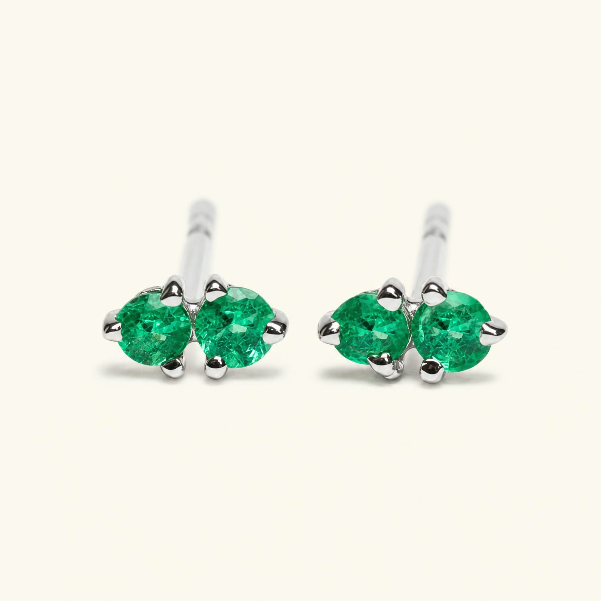 Boucles d'oreilles Prema Emeraude - or blanc