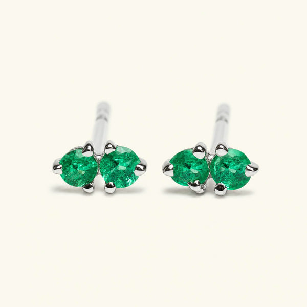 Boucles d'oreilles Prema Emeraude - or blanc