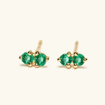 Boucles d'oreilles Prema Emeraude - or jaune