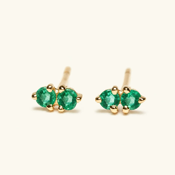 Boucles d'oreilles Prema Emeraude - or jaune