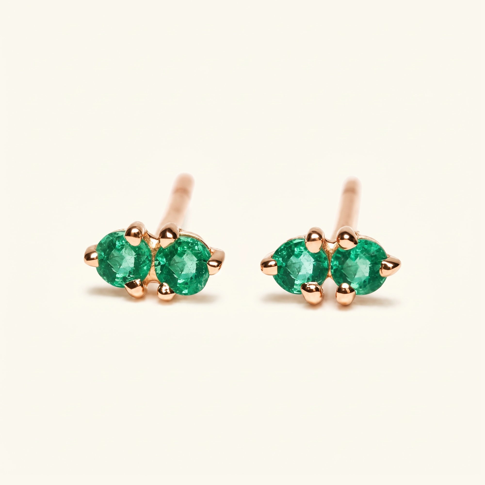 Boucles d'oreilles Prema Emeraude - or rose