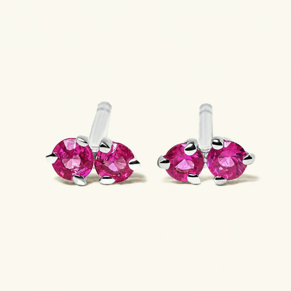 Boucles d'oreilles Prema Rubis - or blanc