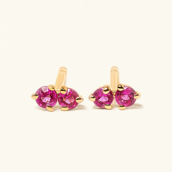 Boucles d'oreilles Prema Rubis - or jaune
