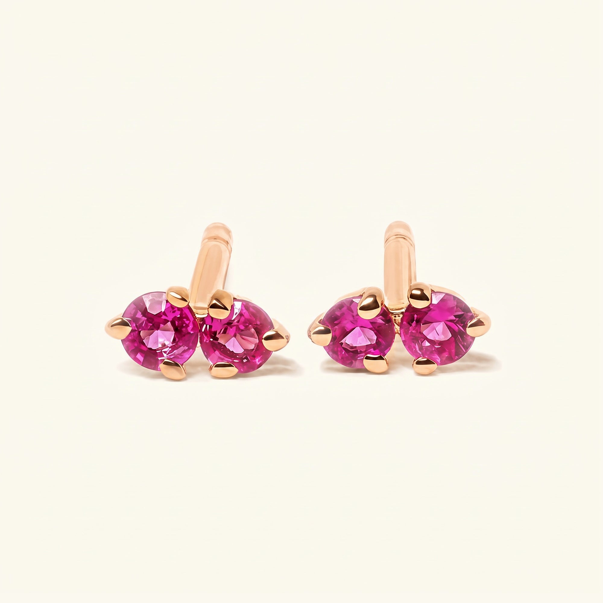 Boucles d'oreilles Prema Rubis - or rose