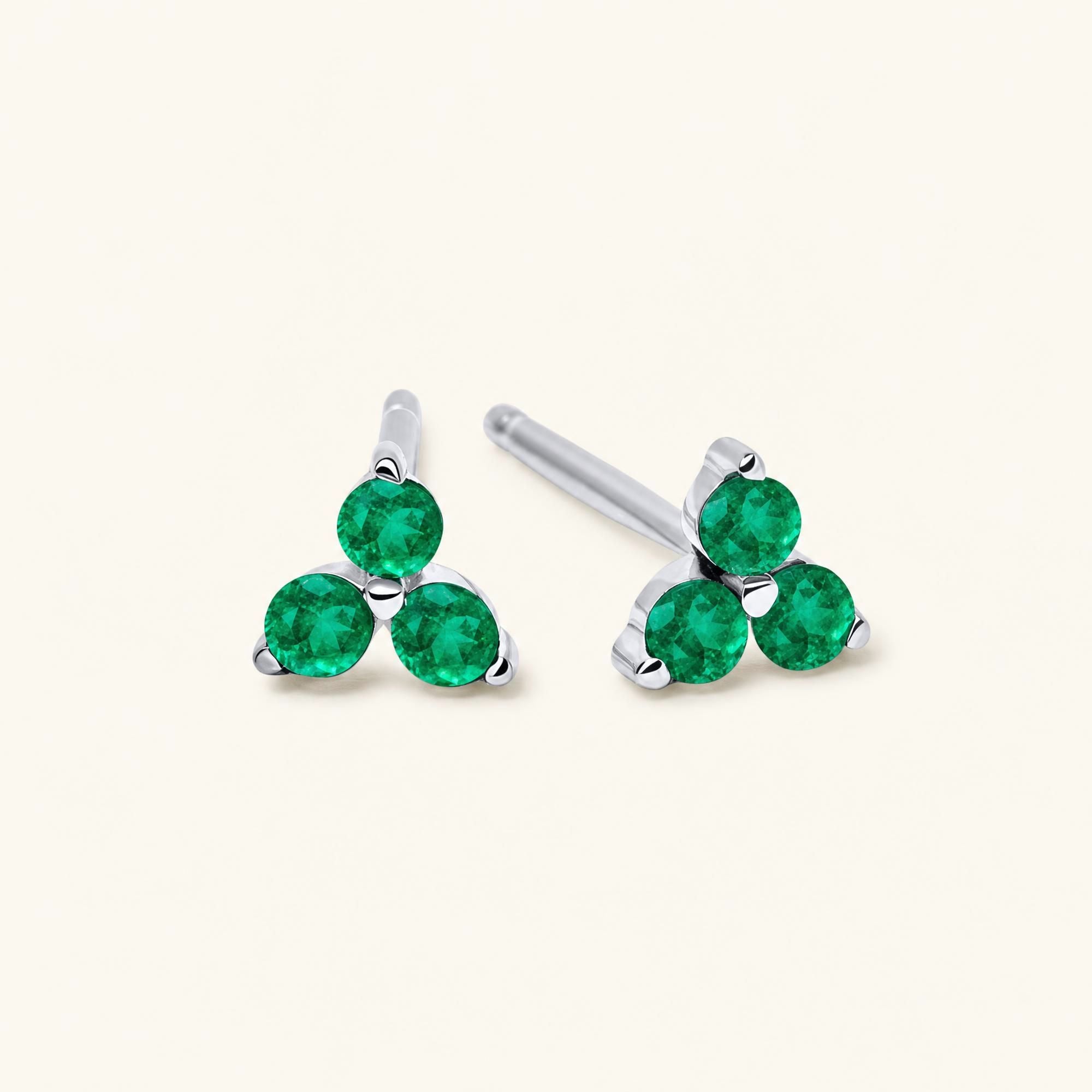 Boucles d'oreilles Radha Emeraude - or blanc