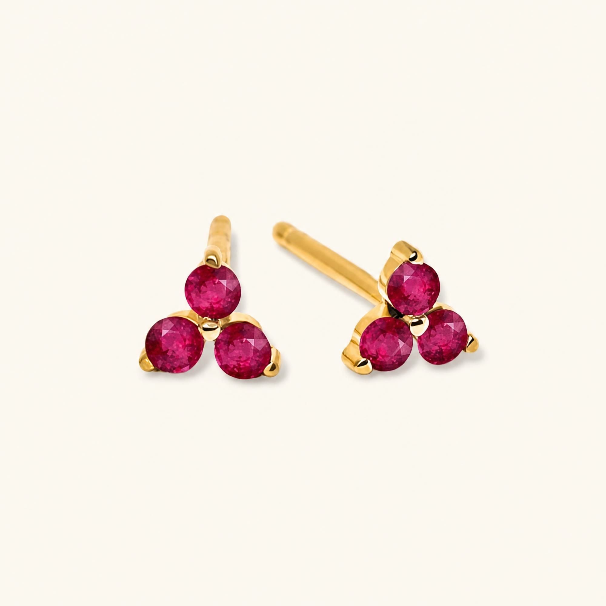 Boucles d'oreilles Radha Rubis - or jaune