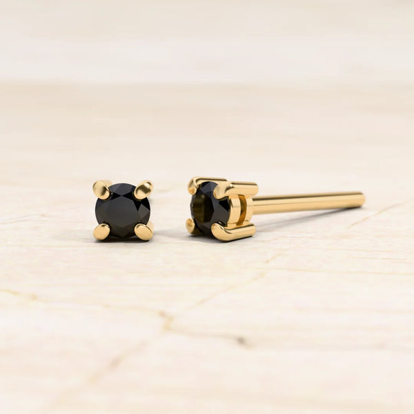 Boucles d'oreilles Diamant noir solitaire Saral en or jaune 18 carats