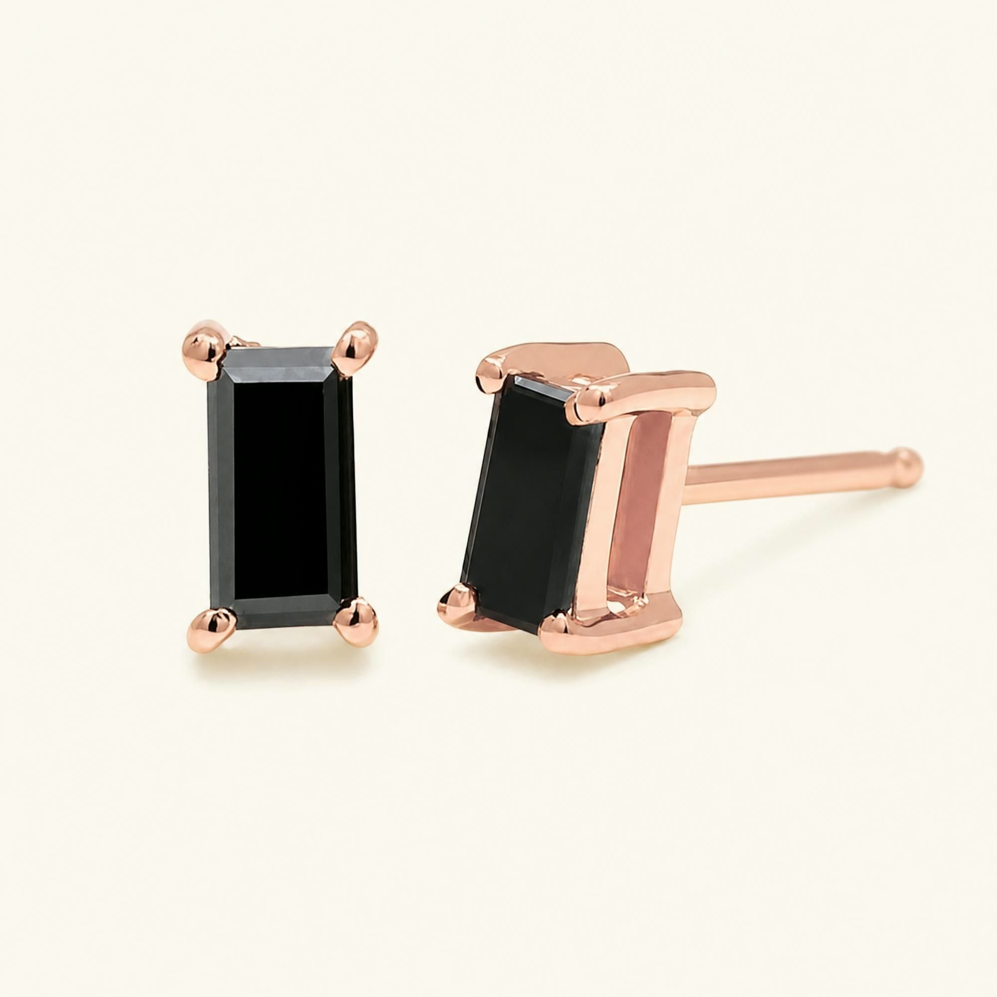 Boucles d'Oreilles Shanti Diamant Noir - or rose