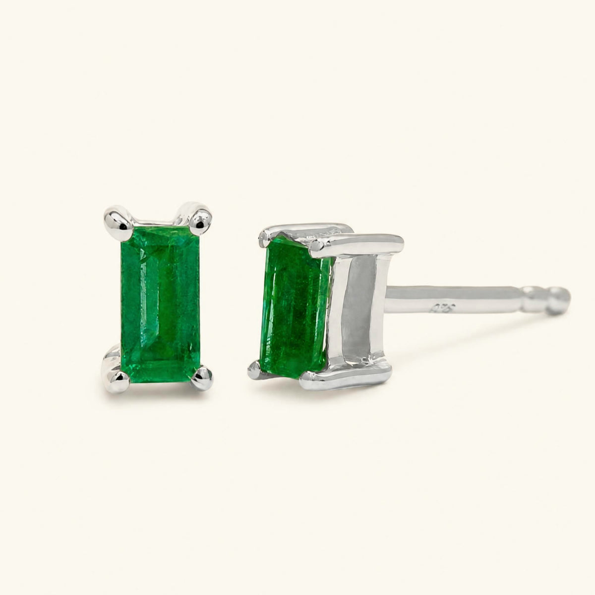 Boucles d'Oreilles Shanti Emeraude - or blanc