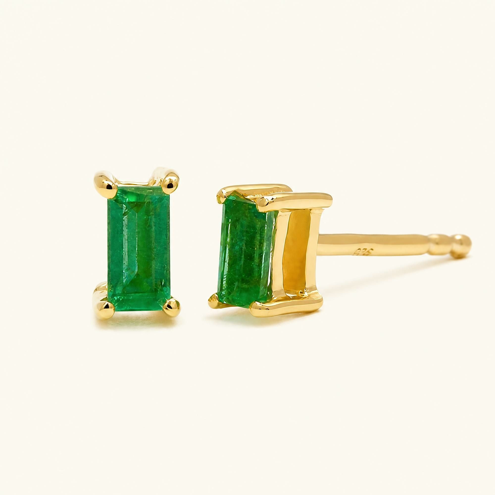 Boucles d'Oreilles Shanti Emeraude - or jaune