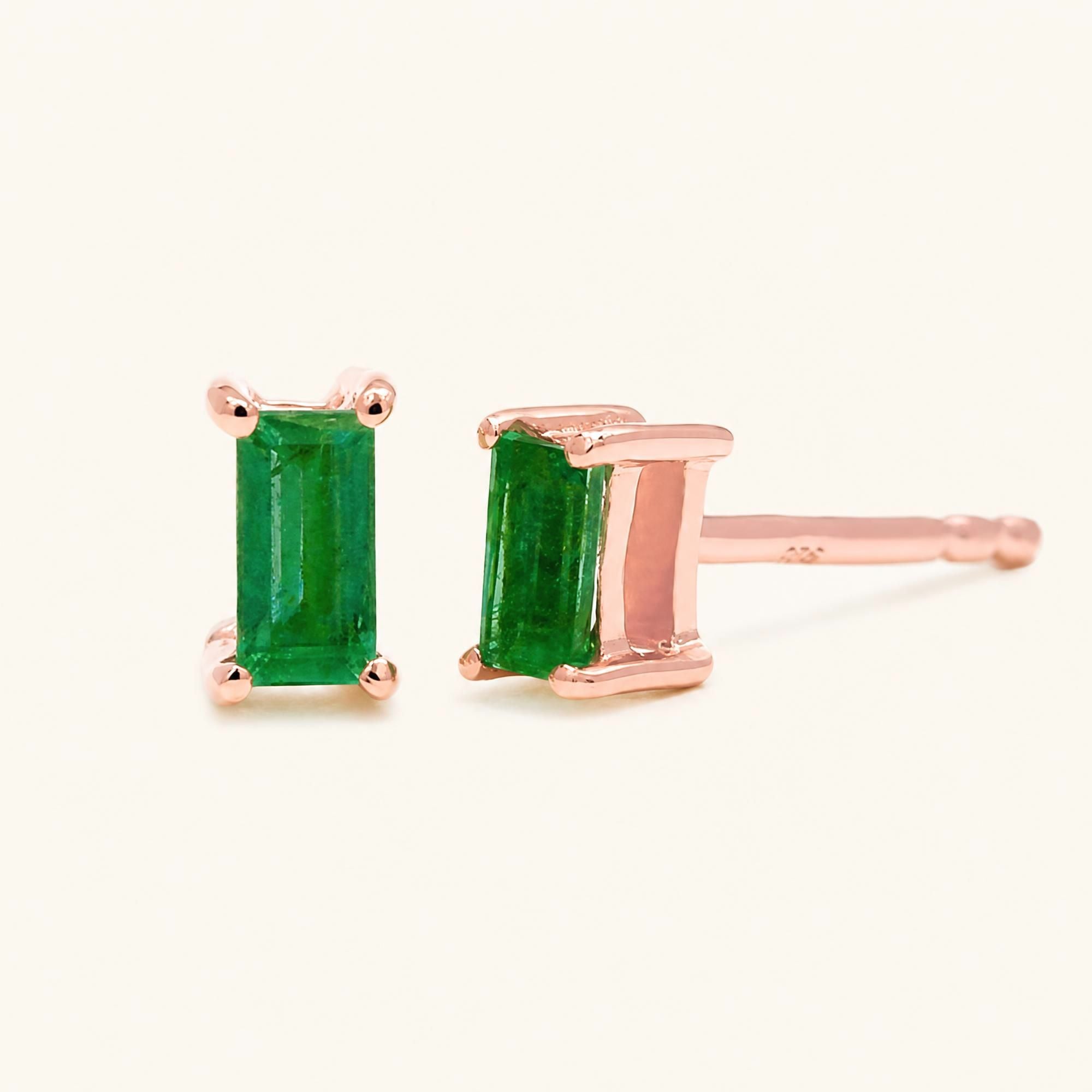 Boucles d'Oreilles Shanti Emeraude - or rose