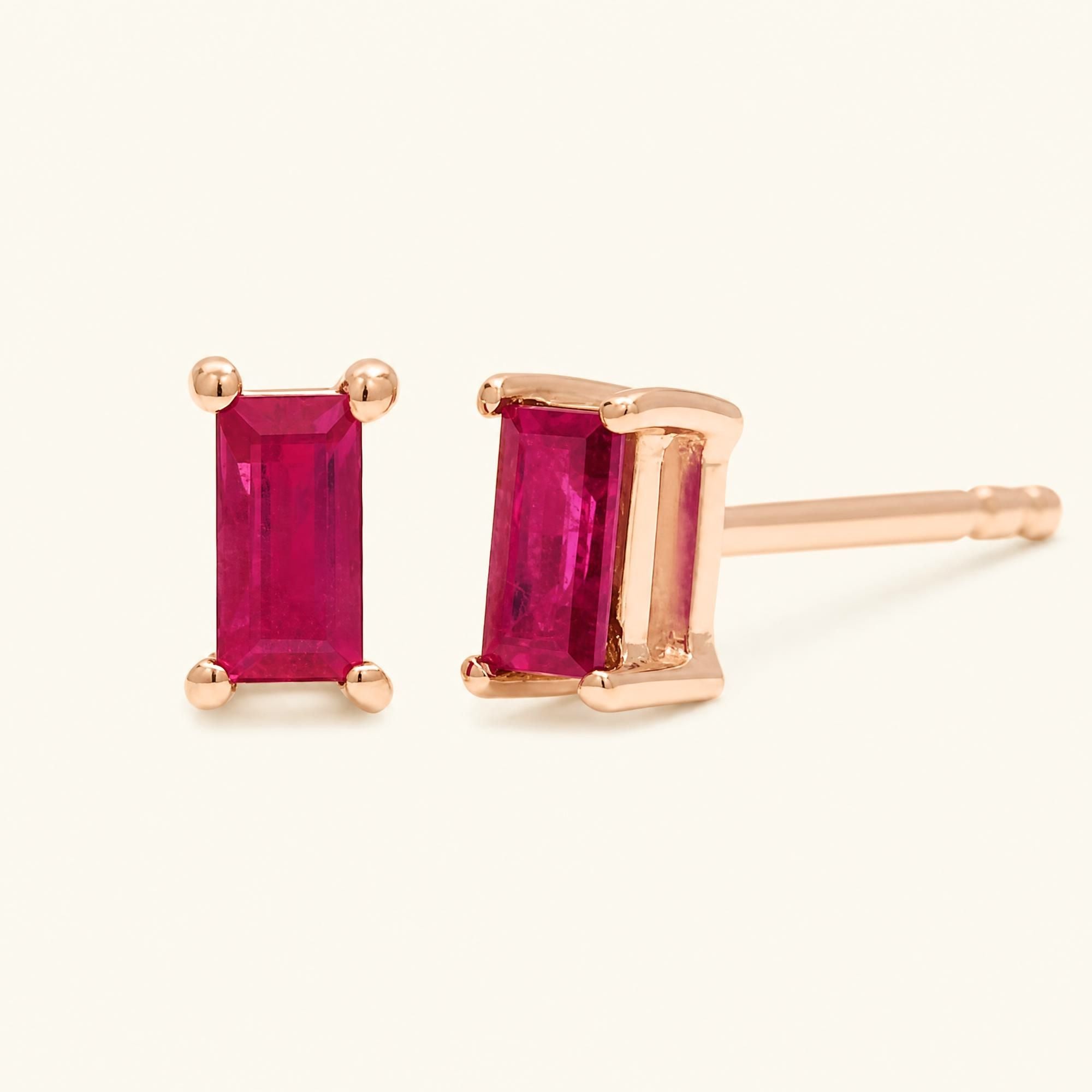Boucles d'Oreilles Shanti Rubis - or rose