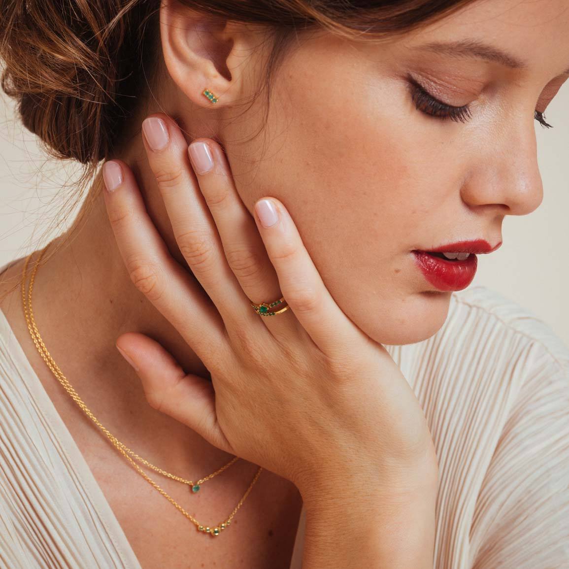 emerald gold and vermeil jewelry set